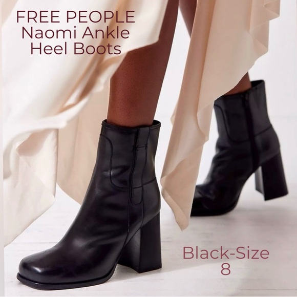 🌻🆕FREE PEOPLE Naomi Ankle Heel Boots-Black-Size 8 - Picture 3 of 16